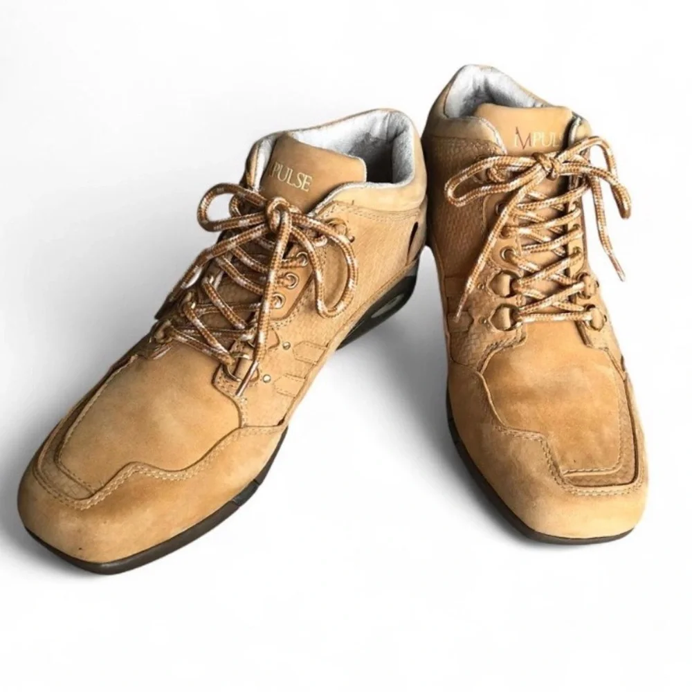 Impulse Men’s Casual Shoes Tan Leather Size 7.5 M Comfortable Lace Up